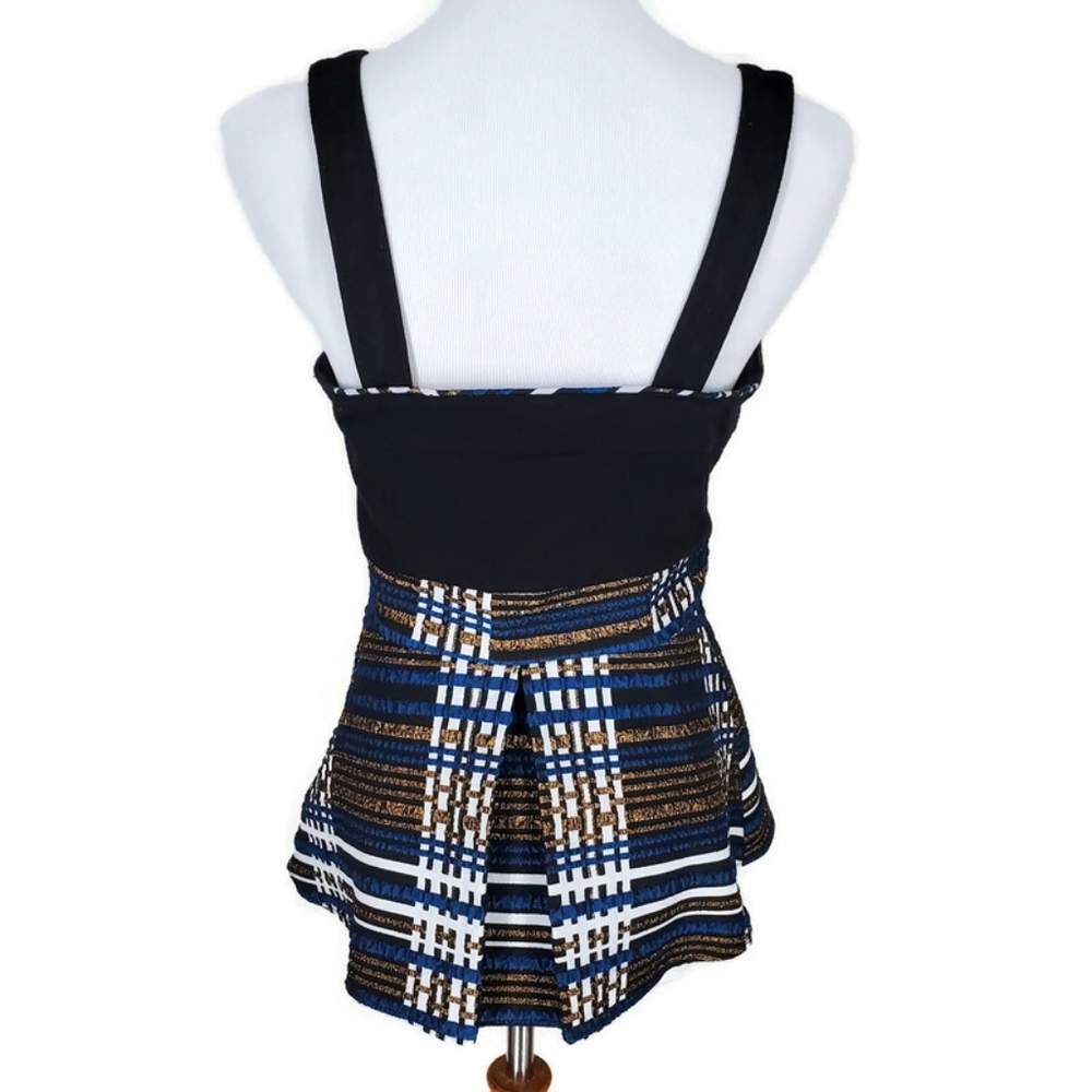 NWT Anthropologie Nathalie Peplum Metallic Plaid Top By Deletta SZ XS Academia - Picture 4 of 14